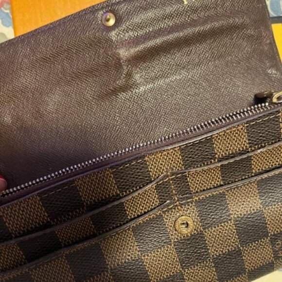 Authentic Louis Vuitton Portefeuille Sarah Brown Damier Ebene Long Wallet - Picture 4 of 13